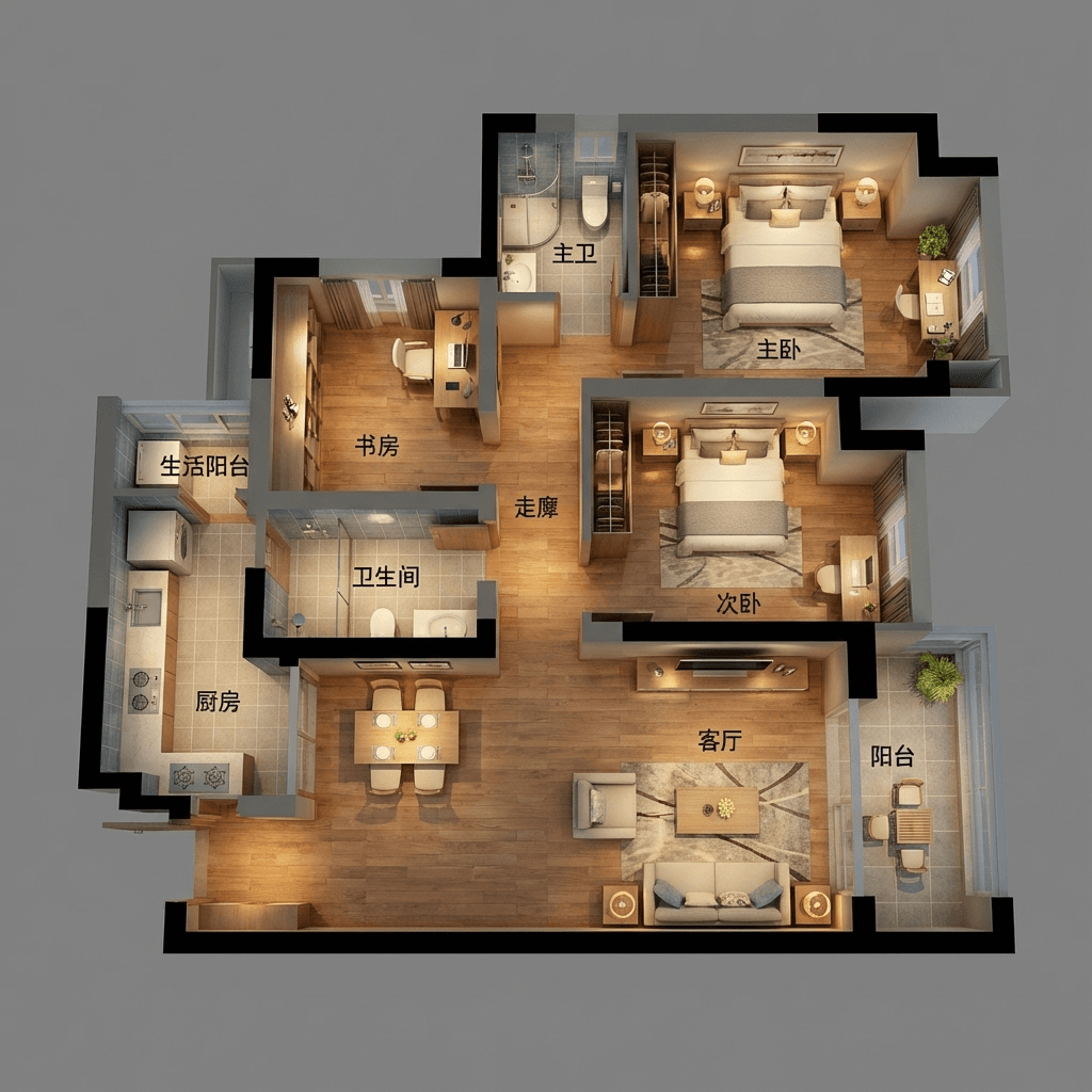 平面图3D渲染 输出